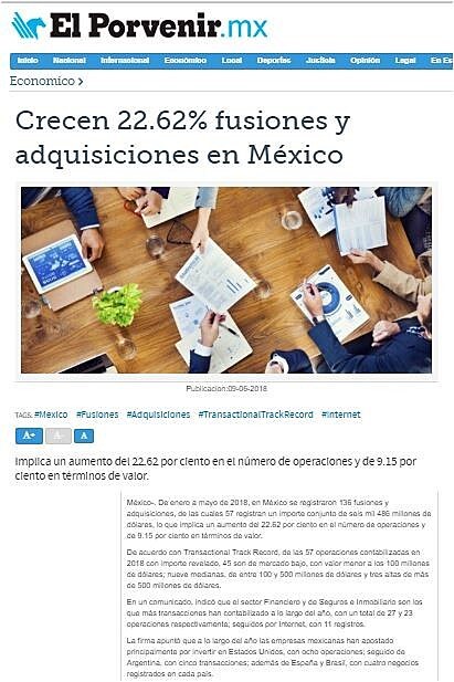 Crecen 22.62% fusiones y adquisiciones en Mxico